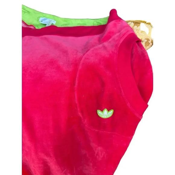 Adidas Women's Pink Velour Velvet Track Super Soft Jacket & Trouser Set Size L - Picture 10 of 15
